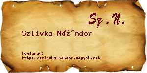 Szlivka Nándor névjegykártya