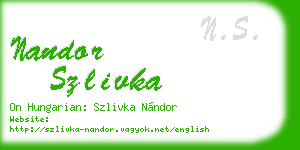 nandor szlivka business card
